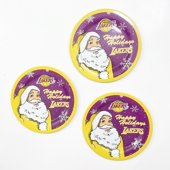 Los Angeles Lakers Happy Holidays Santa Christmas plates - 3 pack - Picture 1 of 3